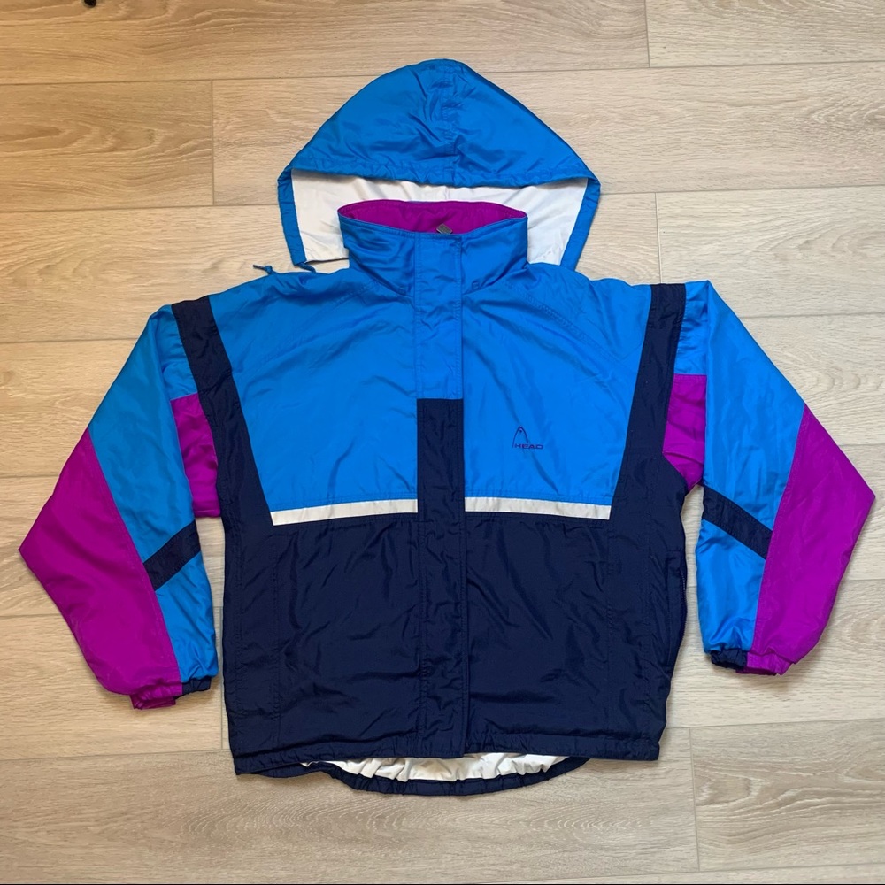 Spring Jacket Retro Blue Purple Windbreaker Zip Up Head Unisex